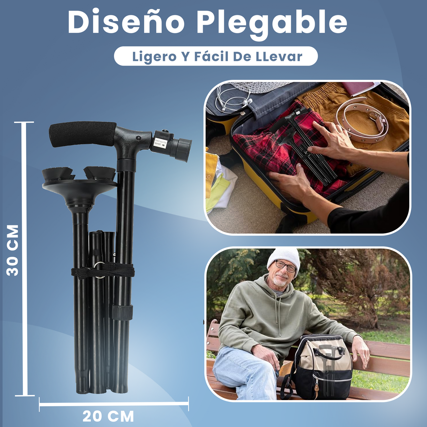 Bastón Plegable Con Luz LED Benora™ + Plantillas Gel Activ (GRATIS) - Edición Limitada